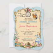 不思議の国のアリス ブライダルシャワー 招待状 青 (正面)