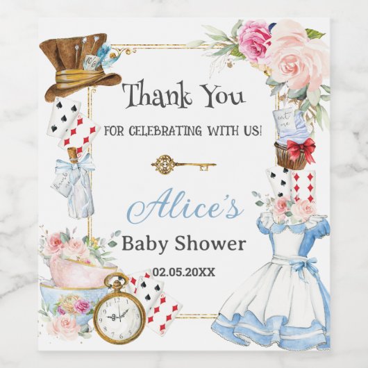 不思議の国のアリス ベビーシャワー 誕生日 ハイティー ワインラベル (シングルラベル)