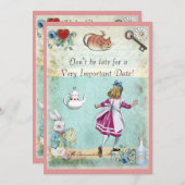 不思議の国のアリス ベビーシャワー　遅れるな 招待状 (正面/裏面)