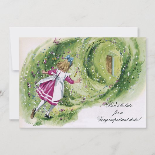 不思議の国のアリス ベビーシャワー 遅刻厳禁 招待状 (正面)