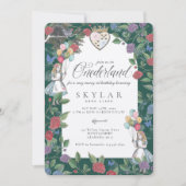 不思議の国のアリス　ワンダーランド　誕生日　水彩　ヴィンテージ 招待状 (正面)