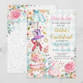 不思議の国のアリス ワンデーーランド 誕生日 ファンシー ティーパーティー 招待状