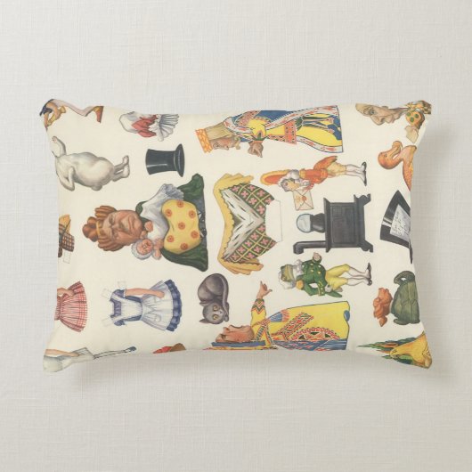 不思議の国のアリス、ヴィンテージビクトリアン紙 アクセントクッション (正面)