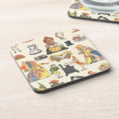 不思議の国のアリス、ヴィンテージビクトリアン紙 コースター (左側)