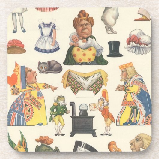 不思議の国のアリス、ヴィンテージビクトリアン紙 コースター (正面)