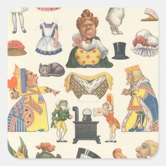 不思議の国のアリス、ヴィンテージビクトリアン紙 スクエアシール (正面)