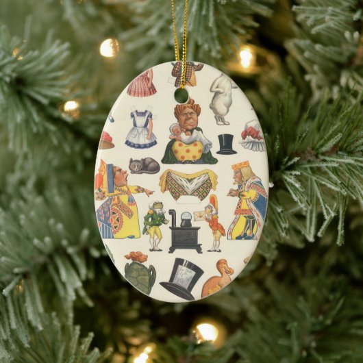 不思議の国のアリス、ヴィンテージビクトリアン紙 セラミックオーナメント (ツリー)