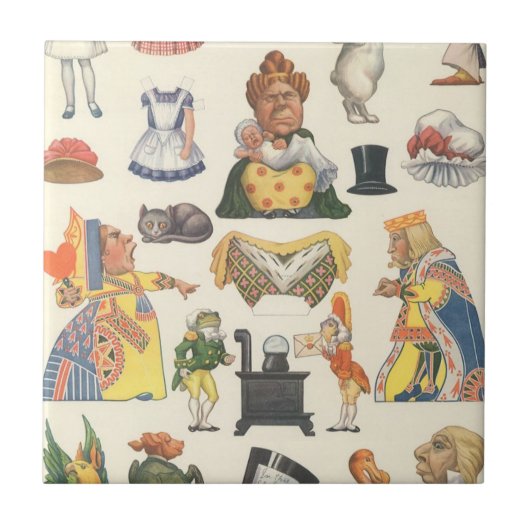 不思議の国のアリス、ヴィンテージビクトリアン紙 タイル (正面)