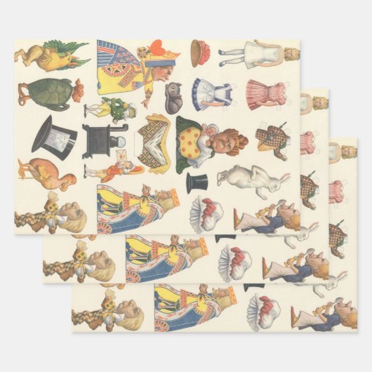 不思議の国のアリス、ヴィンテージビクトリアン紙 ラッピングペーパーシート (セット)