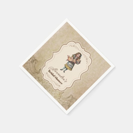 不思議の国のアリス ヴィンテージ ストーリー ブライズシャワー スタンダードカクテルナプキン (角)