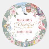 不思議の国のアリス ヴィンテージ 1歳の誕生日 ラウンドシール (正面)