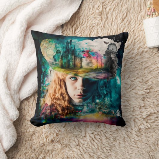 不思議の国のアリス |時計と街のスカイライン クッション (ブランケット)