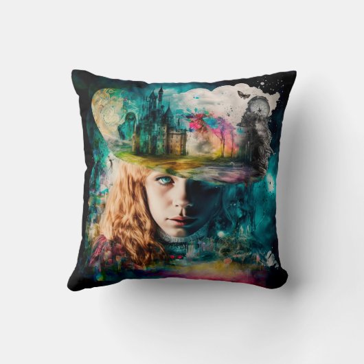 不思議の国のアリス |時計と街のスカイライン クッション (裏面)