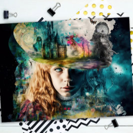 不思議の国のアリス |時計と街のスカイライン 薄葉紙