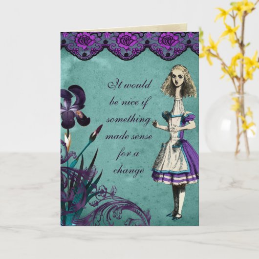 不思議の国のアリス、最近は何も変わっていない カード (黄色い花)