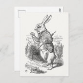 不思議の国のアリス、白うさぎが時計をチェック ポストカード (正面/裏面)