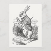 不思議の国のアリス、白うさぎが時計をチェック ポストカード (正面)