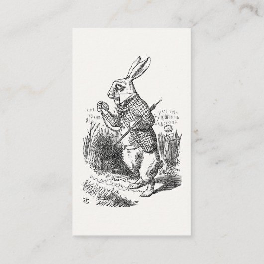 不思議の国のアリス、白うさぎが時計をチェック 名刺 (裏面)