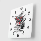 不思議の国のアリス 白ウサギのトランペット奏者 スクエア壁時計 (傾斜)