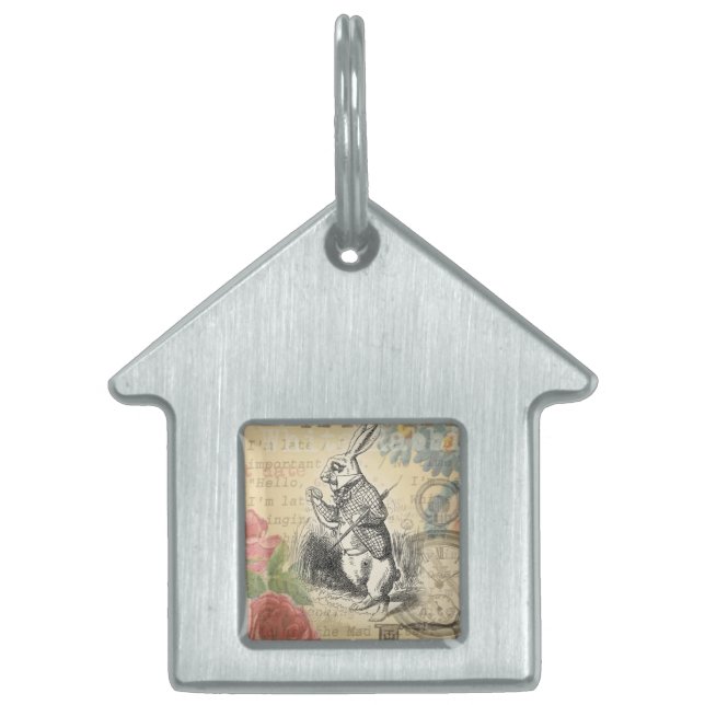 不思議の国のアリス 白ウサギ アート ペットネームタグ (正面)