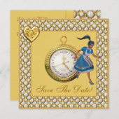 不思議の国のアリス　結婚式の日程はお楽しみに♪ 招待状 (正面/裏面)