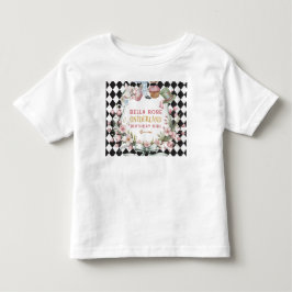 不思議の国のアリス 花 フレーム 1歳の誕生日 トドラーTシャツ