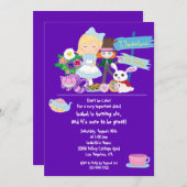 不思議の国のアリス 誕生日ティーパーティー招待状 招待状 (正面/裏面)