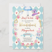 不思議の国のアリス　誕生日パーティーのご招待　紅茶の時間 招待状 (正面)