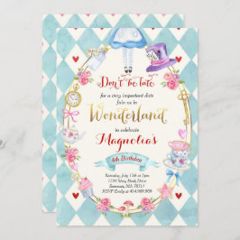 不思議の国のアリス　誕生日パーティーのご招待　紅茶の時間 招待状