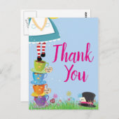 不思議の国のアリス 誕生日パーティー 感謝のメモ ポストカード (正面/裏面)