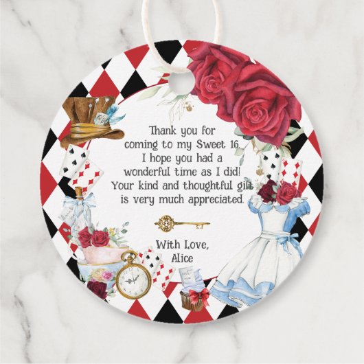 不思議の国のアリス 赤い花の誕生日ティーパーティー フェイバータグ (裏面)