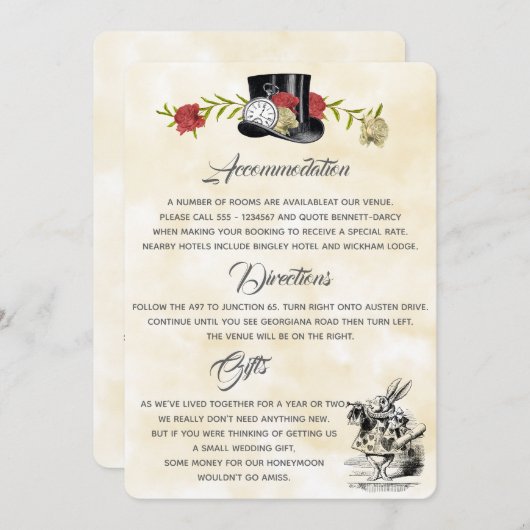 不思議の国のアリス 追加情報カード 招待状 (正面/裏面)