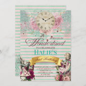 不思議の国のアリス 黒板 誕生日 招待状 (正面/裏面)