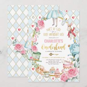 不思議の国のアリス　１歳の誕生日　お茶会だよ 招待状