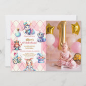 不思議の国のアリス 1歳の誕生日 ティーパーティー 招待状 (正面)