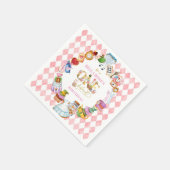 不思議の国のアリス 1歳の誕生日 ピンク スタンダードカクテルナプキン (角)