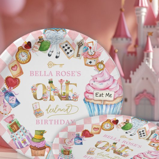 不思議の国のアリス 1歳の誕生日 ピンク ペーパープレート