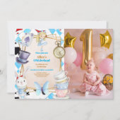 不思議の国のアリス　1歳の誕生日　フォトオンデーランド 招待状 (正面)