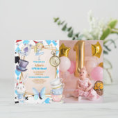 不思議の国のアリス　1歳の誕生日　フォトオンデーランド 招待状 (スタンド正面)