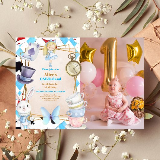不思議の国のアリス　1歳の誕生日　フォトオンデーランド 招待状