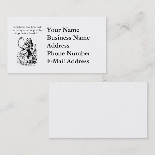 不思議の国のアリス、"6つの不可能な事" 名刺 (正面/裏面)