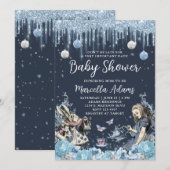 不思議の国のアリス in ウィンター ワンダーランド ブルー 招待状 (正面/裏面)