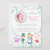 不思議の国のアリス | One-derland first誕生日 招待状 (正面)