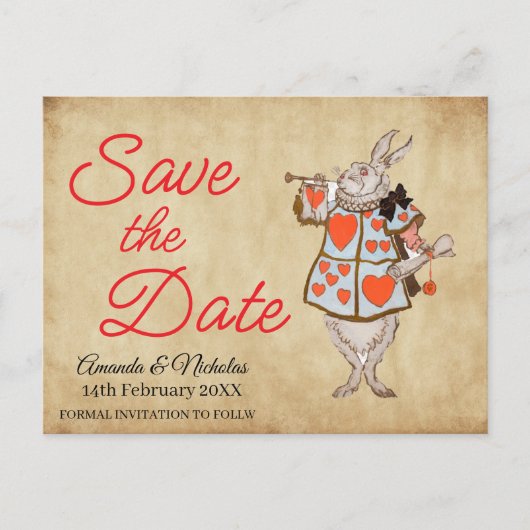不思議の国のアリス Save the Date ポストカード (正面)