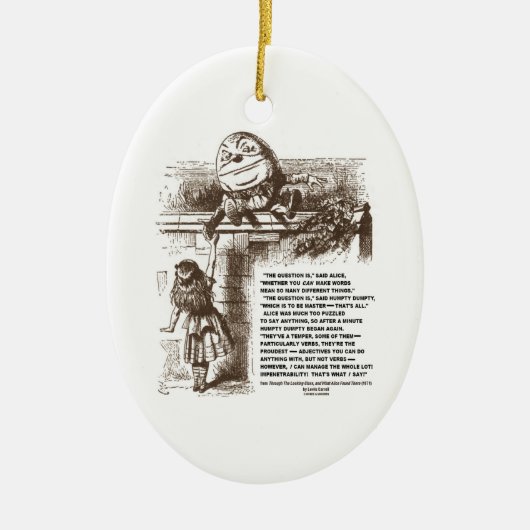 不思議の国のアリスHumpty Dumptyの会話の引用文 セラミックオーナメント (正面)