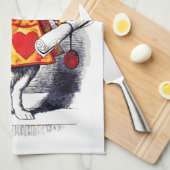 不思議の国のアリスTenniel著白いウサギ キッチンタオル (四つ折り)