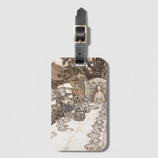 不思議の国のイラストレーションの帽子屋のアリス ラゲッジタグ (正面縦)