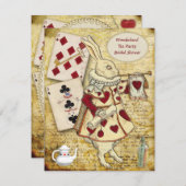 不思議の国のウサギのブライダルシャワーのヴィンテージアリス 招待状 (正面/裏面)