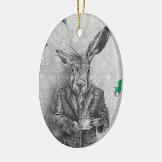 不思議の国のオーナメントの3月のノウサギのオーナメントアリス セラミックオーナメント (左)