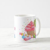 不思議の国のカップケーキキャンデーの棒つきキャンデーの菓子のタルト コーヒーマグカップ (正面右)